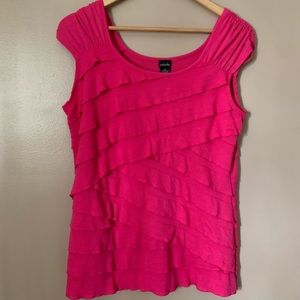 Rafaella cap sleeve ruffled top hot pink